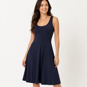 MSK | Navy Sleeveless Fit & Flare Midi Dress Nantucket Hamptons Preppy | Small